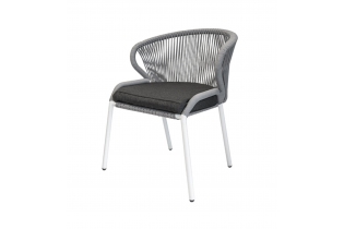 MR1000759 плетеный стул из роупа (веревки), каркас белый, цвет серый